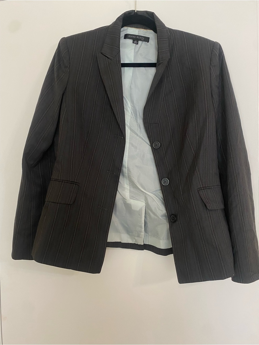 Anne Klein Women's Dark Grey Pinstripe Blazer